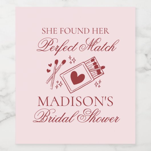 Perfect Match Matchbox Bridal Shower Weinetikett (Einzelnes Label)