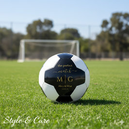 Perfect Match Monogrammed Couple Name Black Fußball