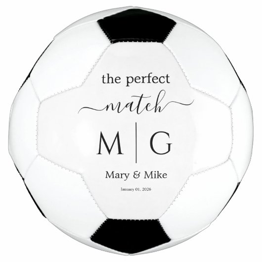 Perfect Match Monogrammed Couple Name White Fußball (Vorderseite)