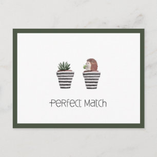 Perfect Match   Niedliche Igel- und Kaktus-Liebe Postkarte