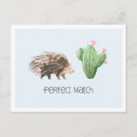 Perfect Match | Niedliche Porcupine & Cactus Liebe