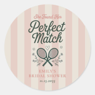 Perfect Match Social Club Tennis Junggesellinnenab Runder Aufkleber