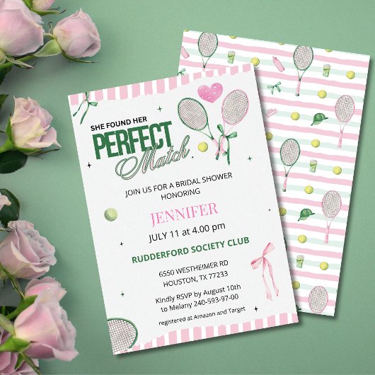 Perfect Match Tennis Bridal Shower Invitation  Einladung