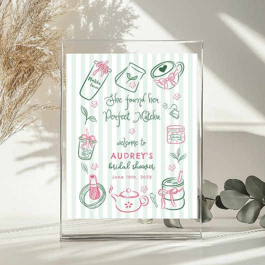 Perfect Matcha Bridal Shower Green Welcome Sign Poster