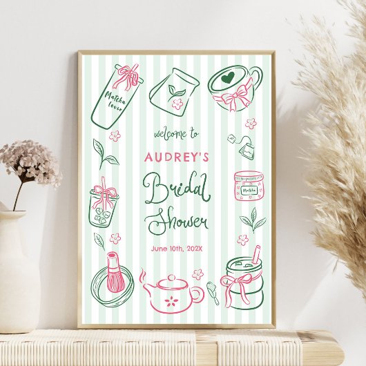 Perfect Matcha Bridal Shower Green Welcome Sign Poster