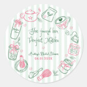 Perfect Matcha Pink and Green Bridal Shower Runder Aufkleber (Vorderseite)