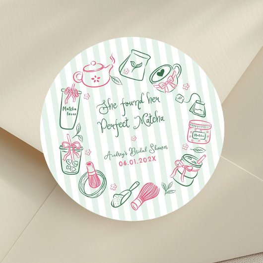 Perfect Matcha Pink and Green Bridal Shower Runder Aufkleber