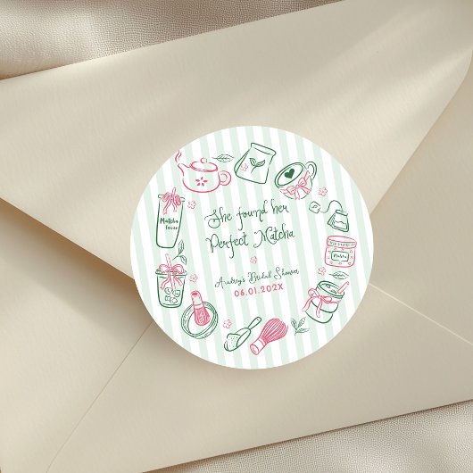 Perfect Matcha Pink and Green Bridal Shower Runder Aufkleber