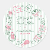 Perfect Matcha Pink and Green Bridal Shower Runder Aufkleber (Vorderseite)