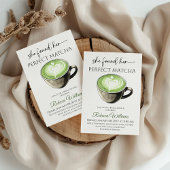Perfect Matcha Sage Green Coffee Bridal Shower Einladung
