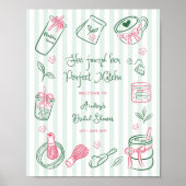 Perfect Matcha Stripes Bridal Shower Welcome Sign Poster (Vorne)