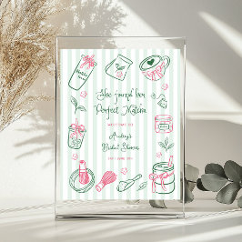 Perfect Matcha Stripes Bridal Shower Welcome Sign Poster