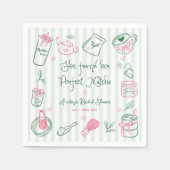 Perfect Matcha Stripes Hand Drawn Bridal Shower Serviette (Vorderseite)
