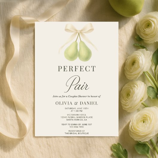 Perfect Pair Coquette Bow Couples Shower Einladung