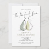 Perfect Pair Doodle Pears  Bridal Shower Einladung (Vorderseite)
