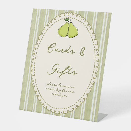 Perfect pair pear bridal shower gift table sign sockelschild (Vorderseite)