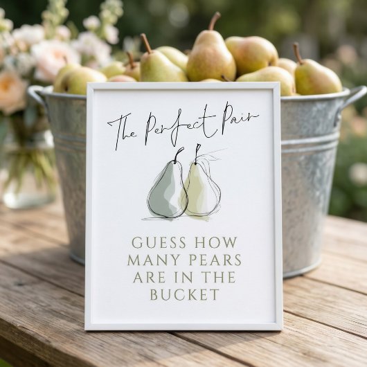 Perfect Pair Pear How Many Bridal Shower Game Poster