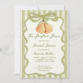 Perfect pair sage green stripe pear bridal shower einladung (Vorderseite)