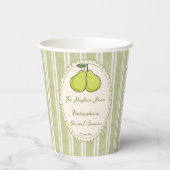 Perfect pair sage green stripe pear bridal shower pappbecher (Rückseite)