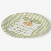 Perfect pair sage green stripe pear bridal shower pappteller (Schrägansicht)