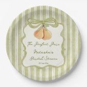 Perfect pair sage green stripe pear bridal shower pappteller (Vorderseite)