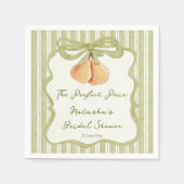Perfect pair sage green stripe pear bridal shower serviette (Vorderseite)