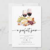 Perfect Pair Watercolor Weinkeller Verlobung Einladung (Vorderseite)