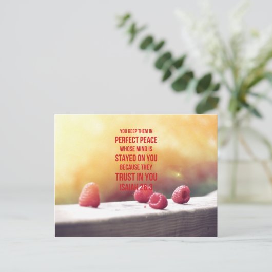 Perfect Peace Isaiah 26:3 Postkarte (Stehend Vorderseite)