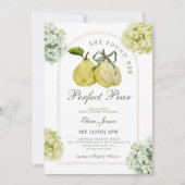 Perfect Pear Pair Green Hydrangea Bridal Shower Einladung (Vorderseite)