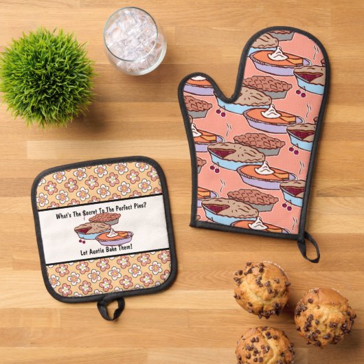 Perfect Pies Personalisierte Küchenzubehör Ofenhandschuh & Topflappen-Set (Oben Unten)