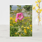 Perfect Pink Hollyhocks (Althaea) Karte (Gelbe Blume)