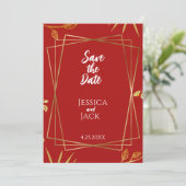 Perfect Red Save the Date Wedding Einladung (Stehend Vorderseite)