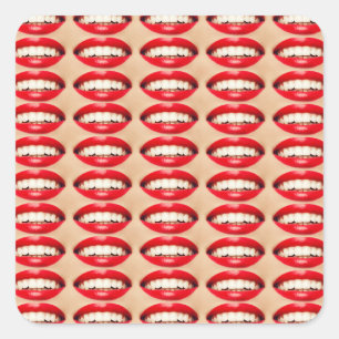 Perfect Smile Femme Fatale Pop Art Quadratischer Aufkleber