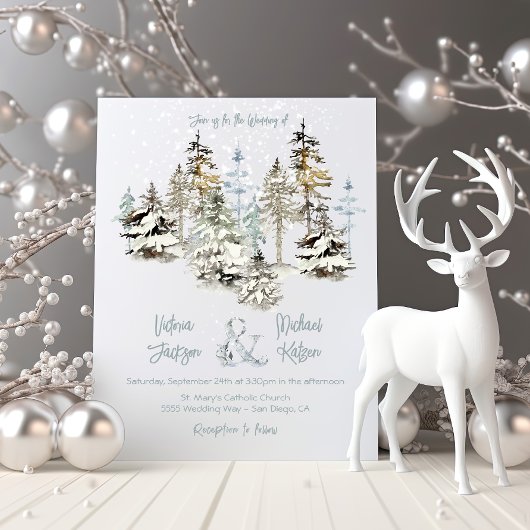 Perfect Snow Forest Wedding Einladungen