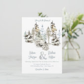 Perfect Snow Forest Wedding Einladungen (Stehend Vorderseite)