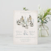 Perfect Snow Forest Wedding Einladungen (Stehend Vorderseite)