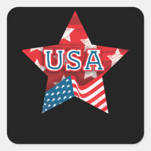 Perfect USA Flag Color Star - LIEBE USA Quadratischer Aufkleber