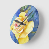 Perfect Yellow Rose in Watercolor Runde Wanduhr (Winkel)