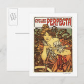 Perfecta Bicycles mit weiblicher Werbeposte Postkarte (Vorne/Hinten)