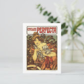 Perfecta Bicycles mit weiblicher Werbeposte Postkarte (Stehend Vorderseite)