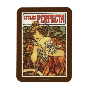 Perfecta-Fahrräder mit Frau Werbeplakat Magnet