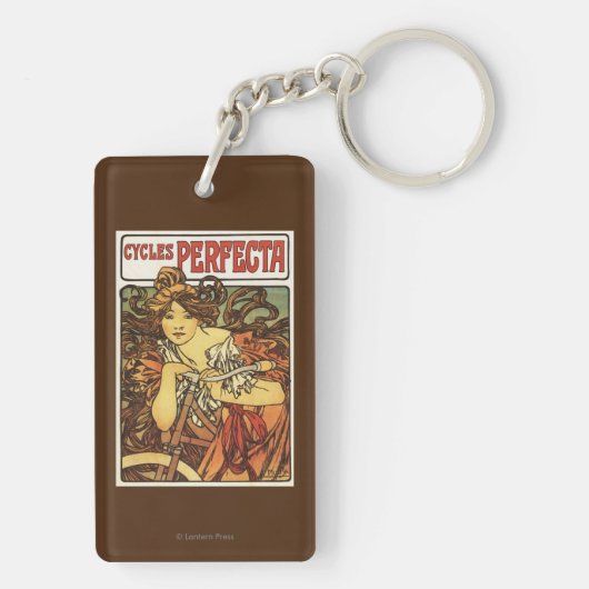 Perfecta-Fahrräder mit Frauen-Anzeige-Posten Schlüsselanhänger (Rückseite)