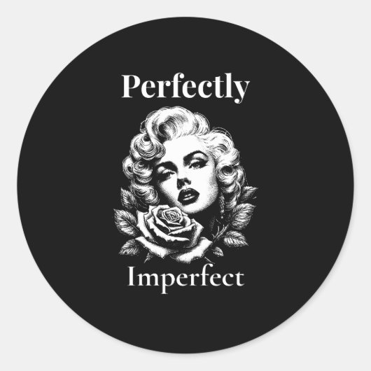 Perfectly Imperfect – Marilyn Noir Runder Aufkleber (Vorderseite)