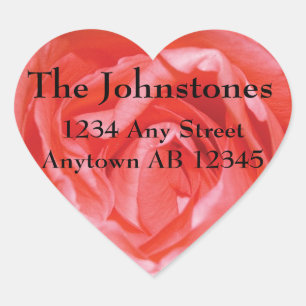 Perfectly Pink Rose Wedding Return Address Label Herz-Aufkleber