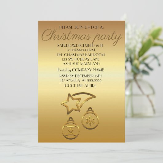 Perfekt, elegant, Gold Shine Christmas Einladung (Stehend Vorderseite)