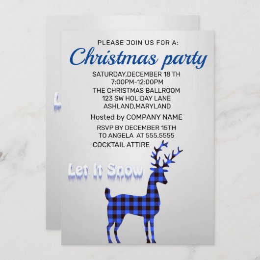 Perfekt, elegant, SilverBlue Shine Weihnachten Einladung (Vorne/Hinten)