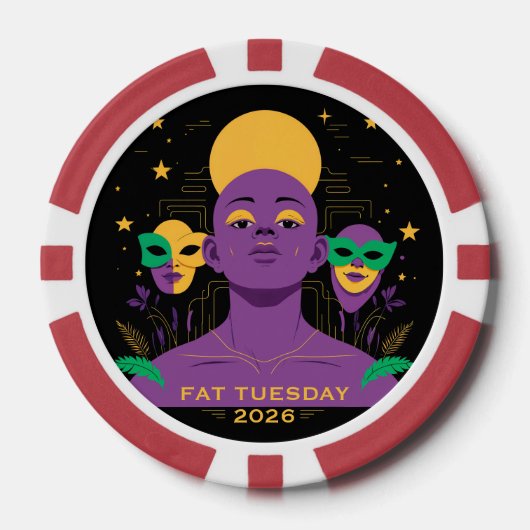 Perfekt für Mardi Gras 2026 Pokerchips (Vorderseite)
