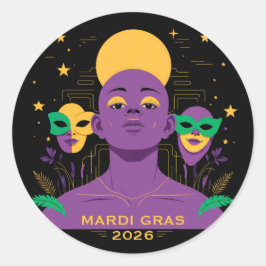 Perfekt für Mardi Gras 2026 Runder Aufkleber