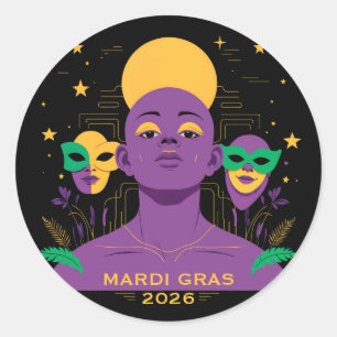 Perfekt für Mardi Gras 2026 Runder Aufkleber