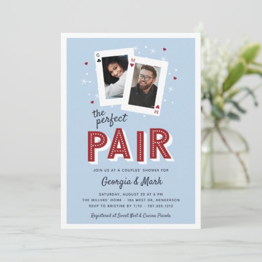 Perfekt für Paare Spielen Dusche Einladung (Stehend Vorderseite)